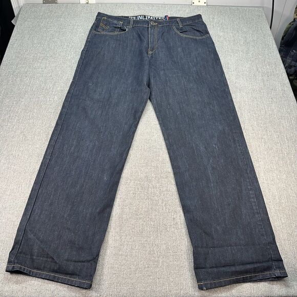 Vintage Ecko Unltd Jeans Mens 40x34 Blue Baggy 72 Unlimited Dark Wash - Picture 1 of 8